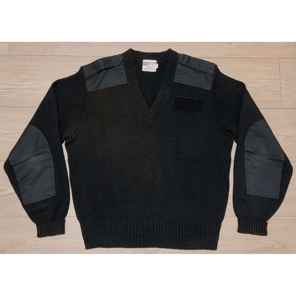 Navy V Neck Pullover By Jack Young Men's XL Black 100% Acrylic Sweater USA